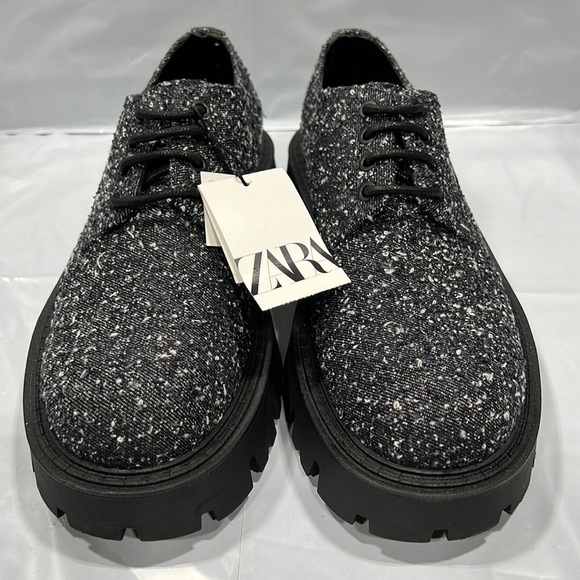 NWT - ZARA MEN’S CHUNKY FABRIC DERBY SHOES, BLUE - SIZE 8 - Picture 8 of 14